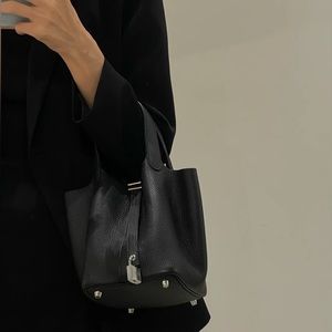 Picotin 18 togo in black - sliver hardware - mini tote